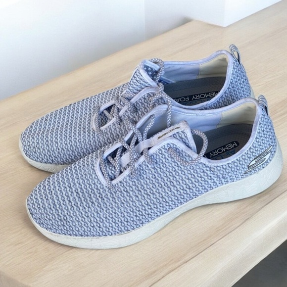 Skechers Knit Sneakers Air-Cooled memory Foam Grey/White Lace Up Men’s Size 11 - Picture 5 of 8